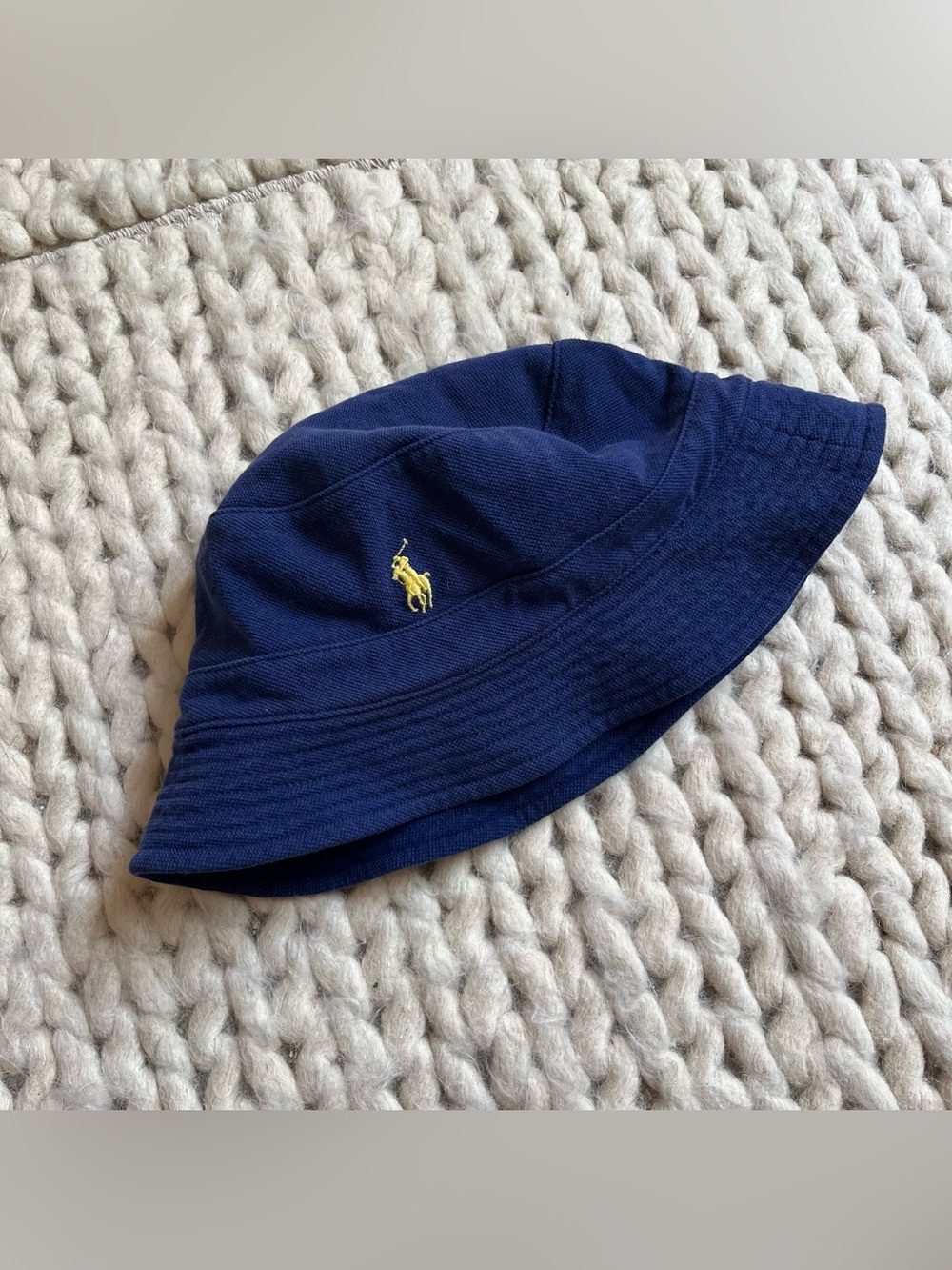 Polo Ralph Lauren Navy Bucket Hat with Yellow Pony | large/xlarge